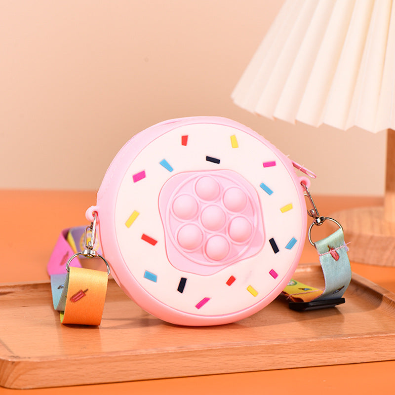 Bolso de hombro para niños descomposición de donut de silicona al por mayor